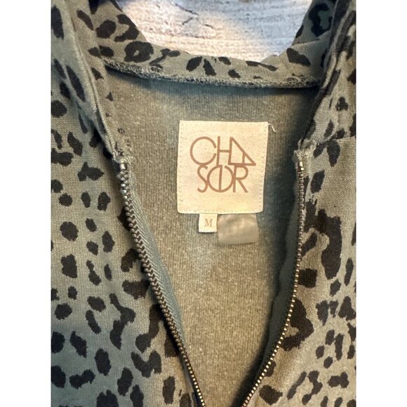 Chaser Green Safari Print Zip Up Hoodie Size M - Picture 2 of 3